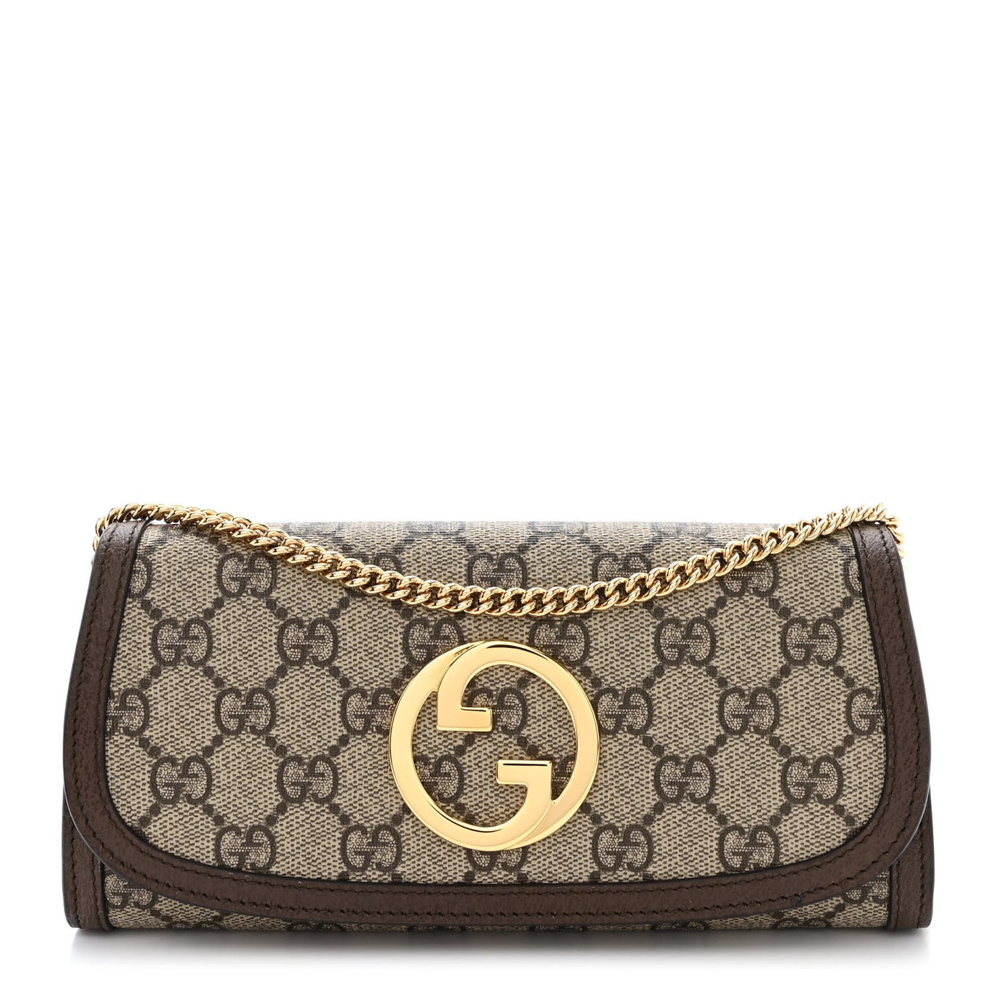 GG Supreme Monogram Textured Dollar Calfskin Blondie Continental Chain Wallet Beige Ebony New Acero