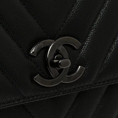 Chanel Caviar Chevron Quilted Medium Coco Handle Flap So Black 11 of 13
