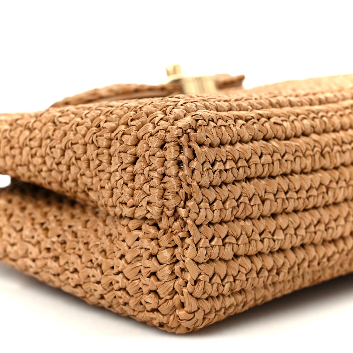 Chanel Braided Raffia Nano Kelly Flap Bag Dark Beige 9 of 11