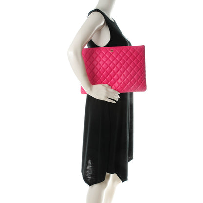 Chanel Lambskin Quilted Large Cosmetic Case Dark Pink 2 of 7