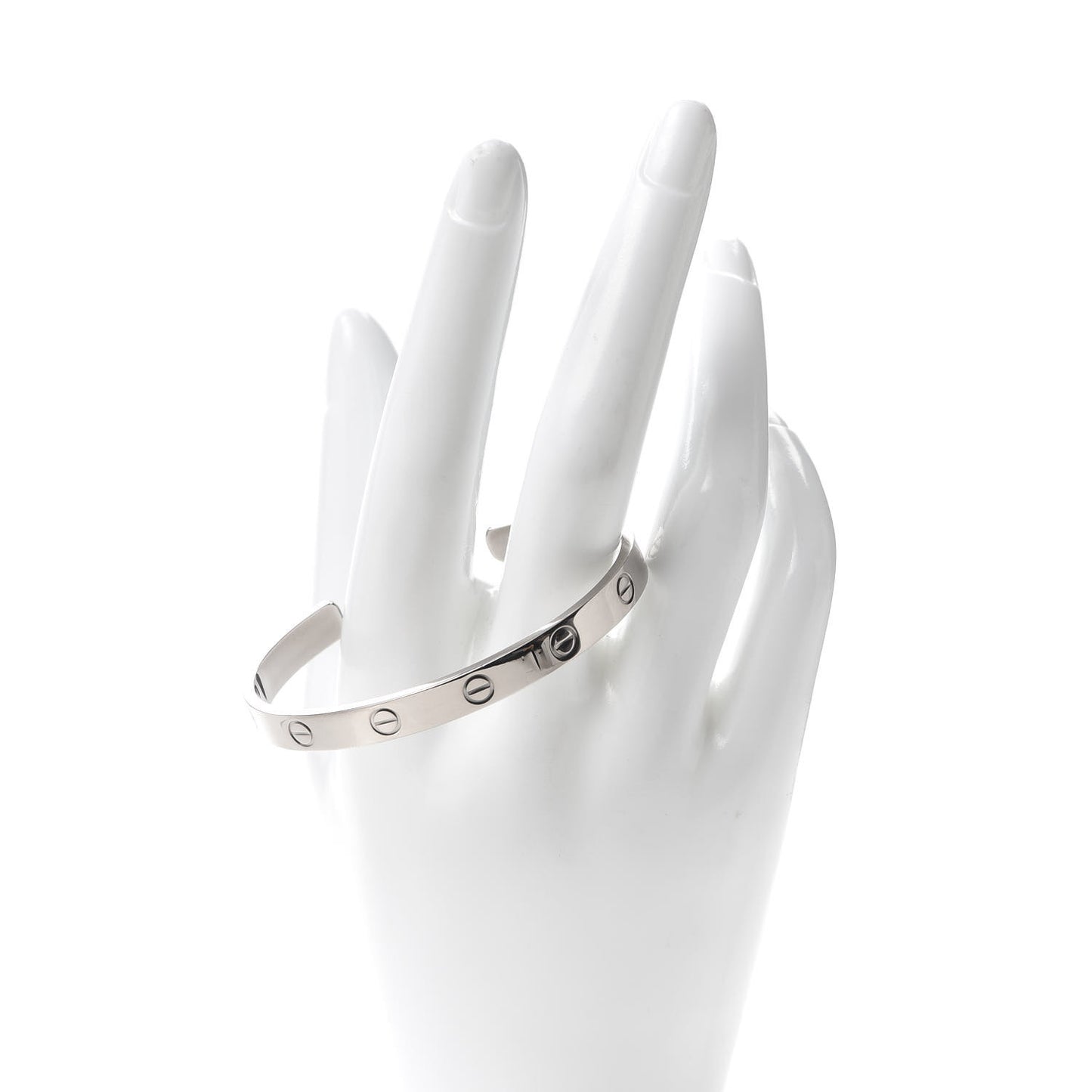 18K White Gold LOVE Cuff Bracelet 17