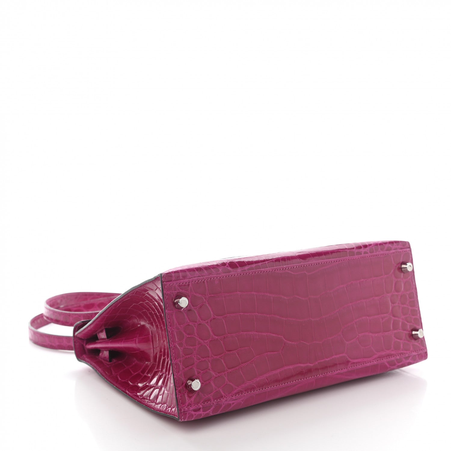 Hermes Shiny Niloticus Crocodile Kelly Sellier 28 Rose Scheherazade 4 of 11