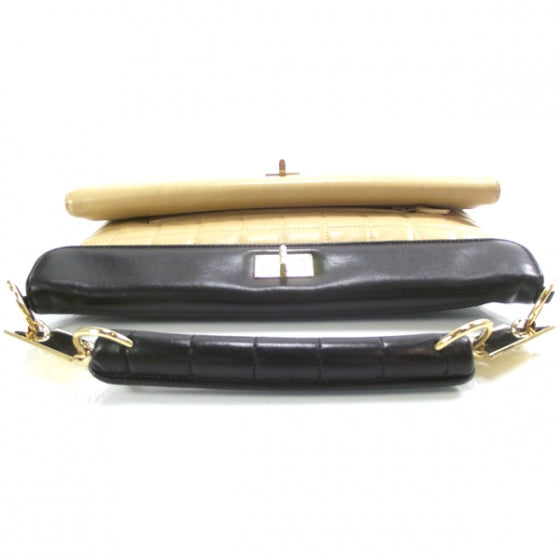 Leather Mademoiselle Handbag Beige and Black
