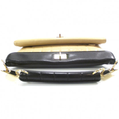 Chanel Leather Mademoiselle Handbag Beige and Black 5 of 12
