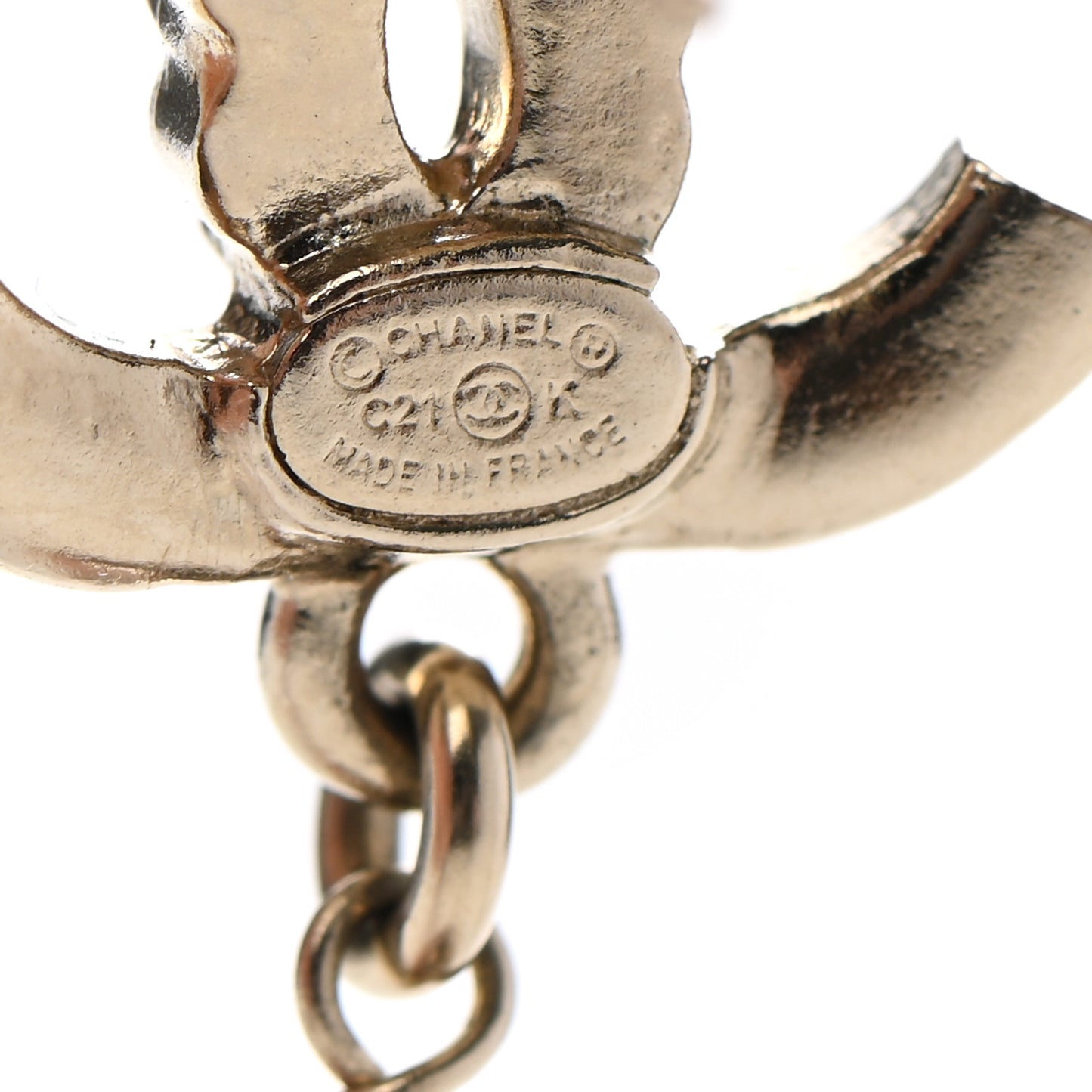 Crystal Pearl CC Drop Earrings Gold