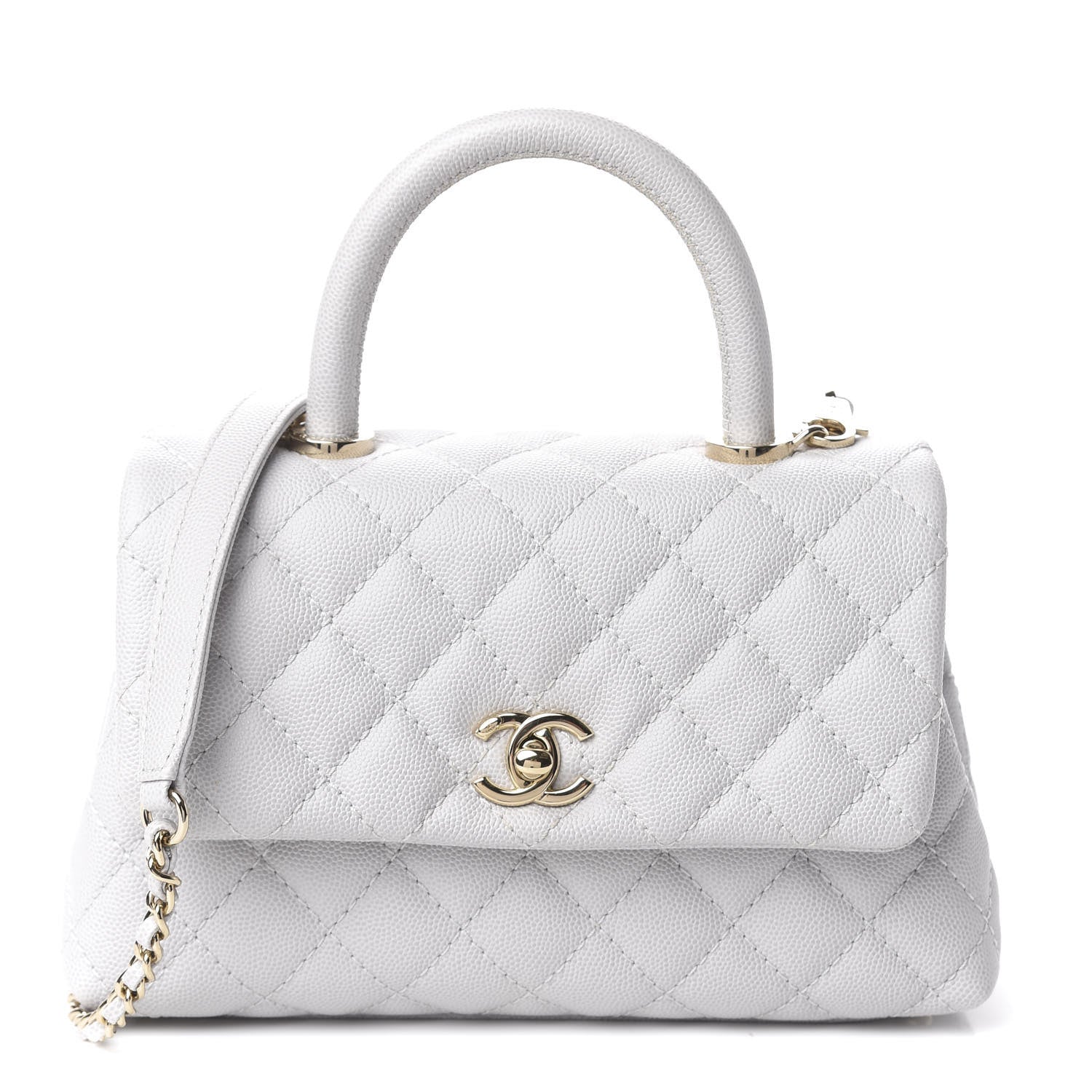 Chanel Caviar Quilted Mini Coco Handle Flap Light Grey 1 of 13