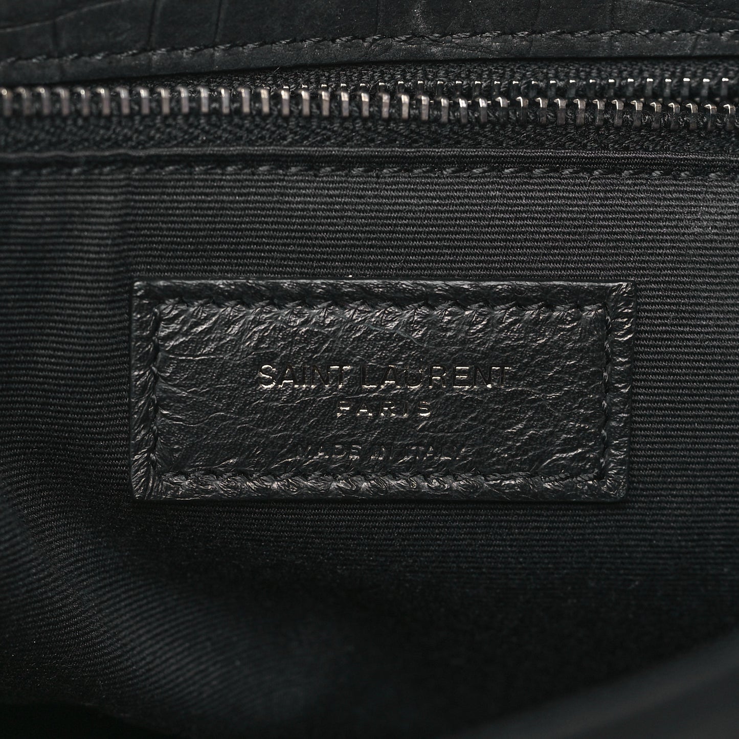 Nubuck Crocodile Embossed Monogram Medium Niki Chain Satchel Black