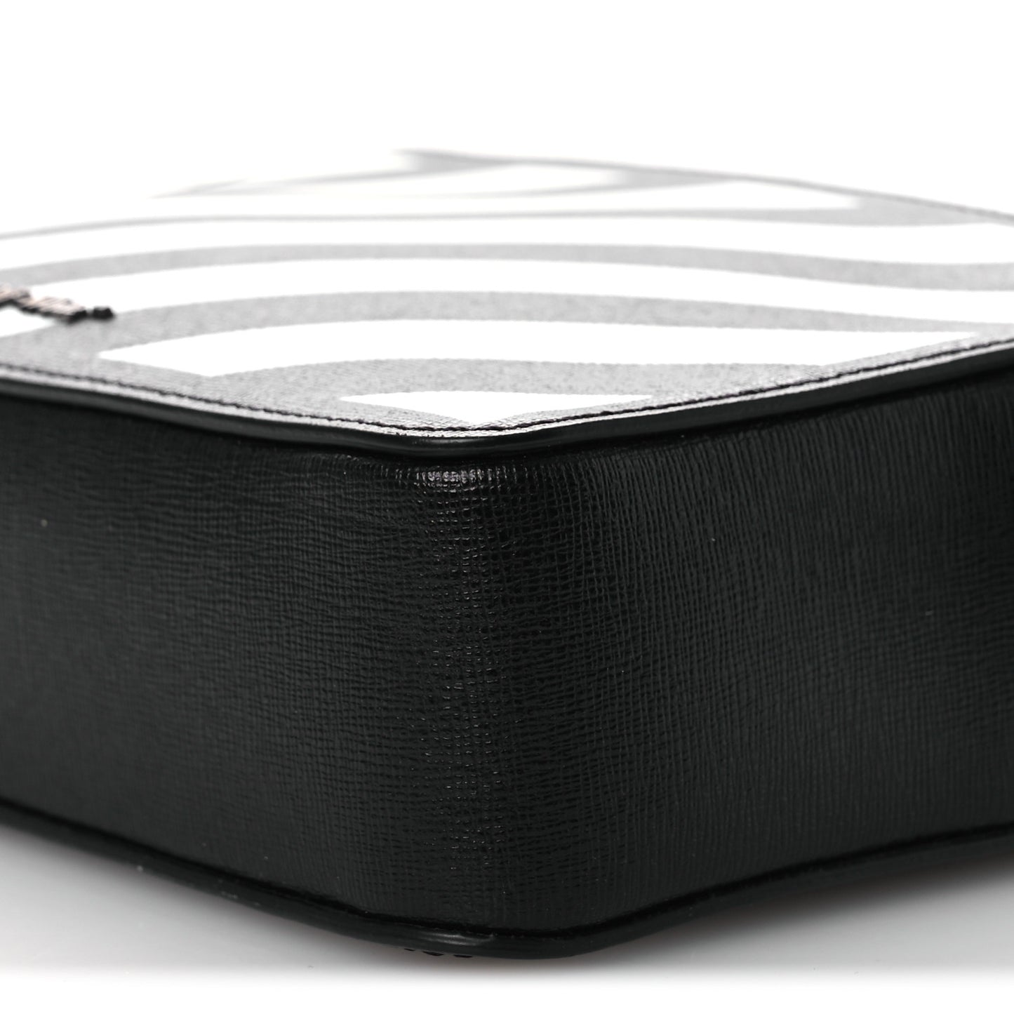 Saffiano Striped Mini Diag Bag Black White