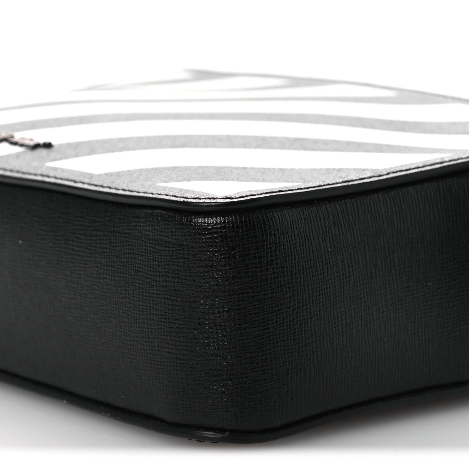 Off-White Saffiano Striped Mini Diag Bag Black White 9 of 11