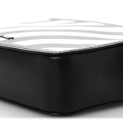 Off-White Saffiano Striped Mini Diag Bag Black White 9 of 11