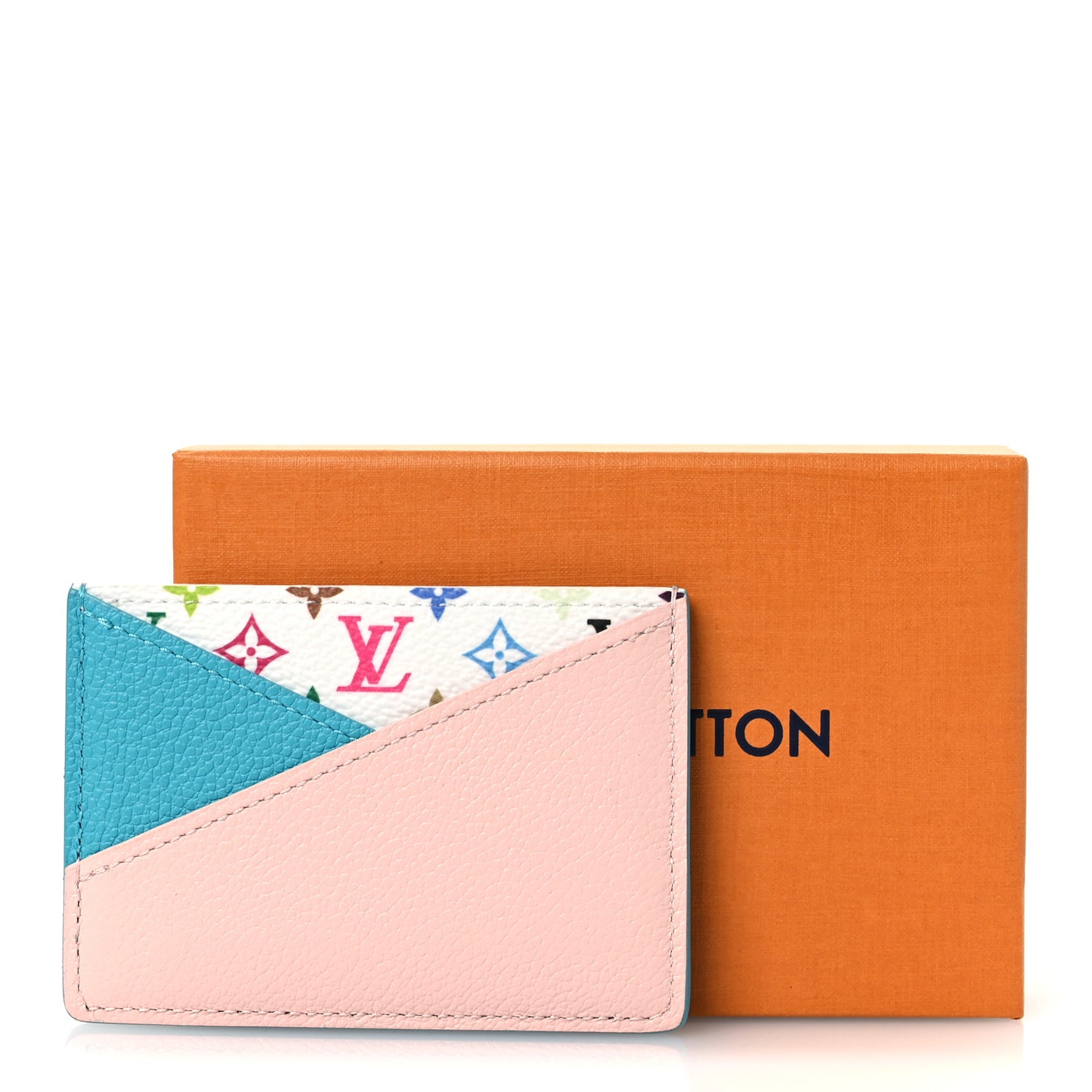 LV X TM Monogram Multicolor Criss-Cross Card Holder Kabira Blue Rose