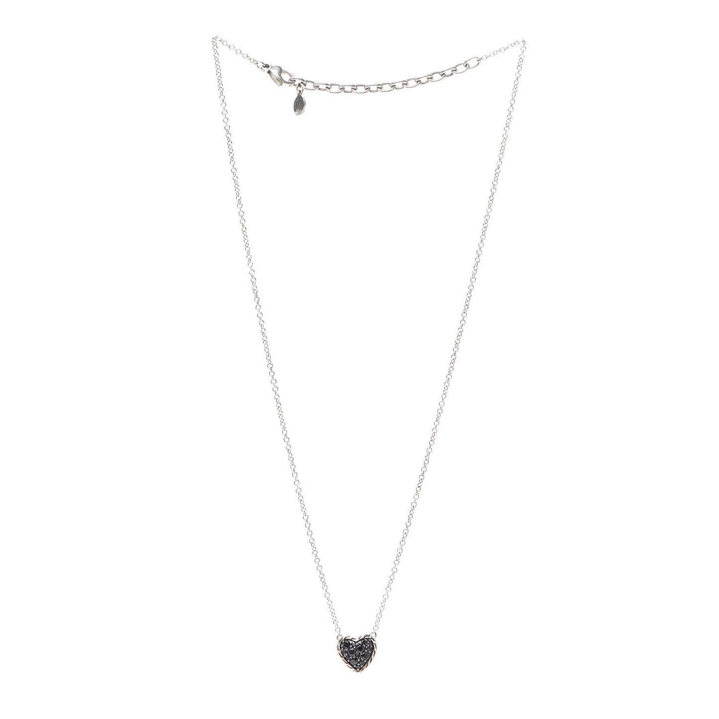 Sterling Silver Black Spinel Heart Pendant Necklace