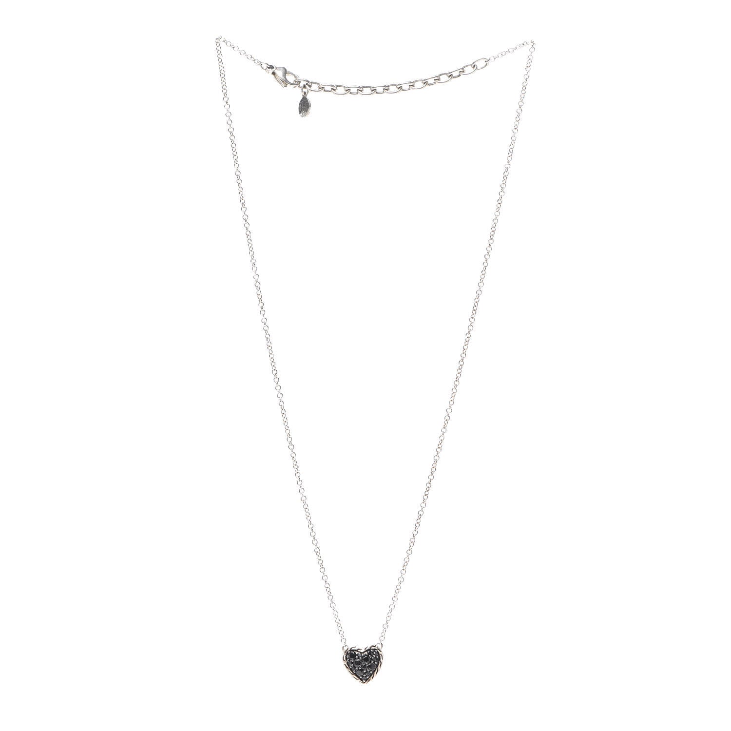 John Hardy Sterling Silver Black Spinel Heart Pendant Necklace 3 of 4
