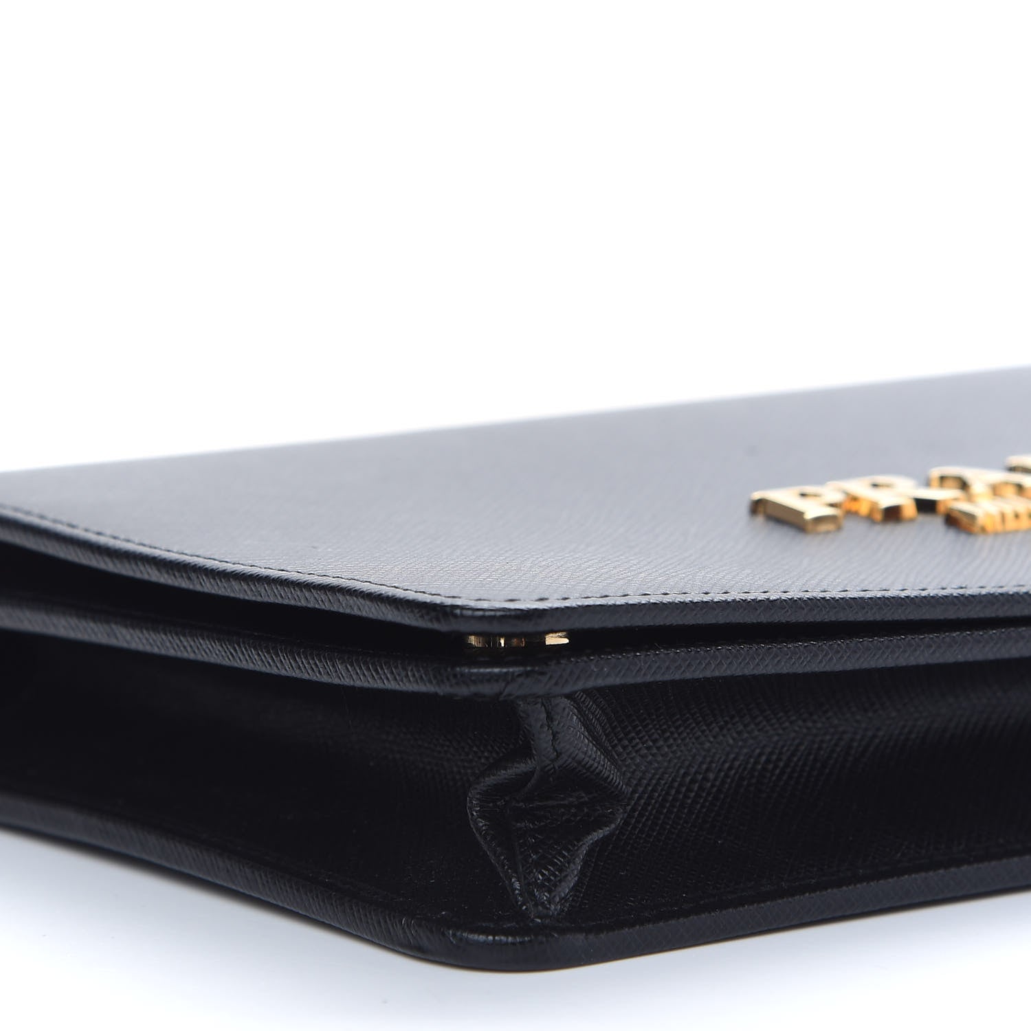 Prada Saffiano Lux Metal Logo Chain Flap Crossbody Bag Black 7 of 8