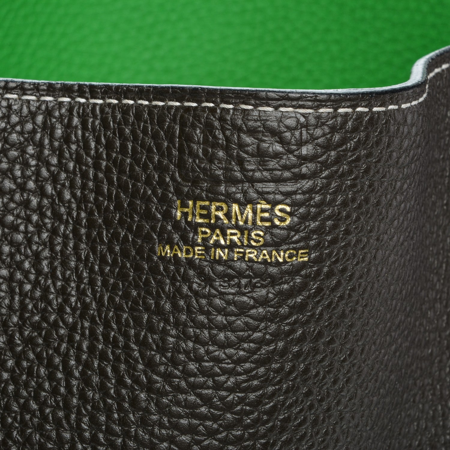 Hermes Taurillon Clemence Double Sens 36 Reversible Tote Vert De Gris Bamboo 7 of 8