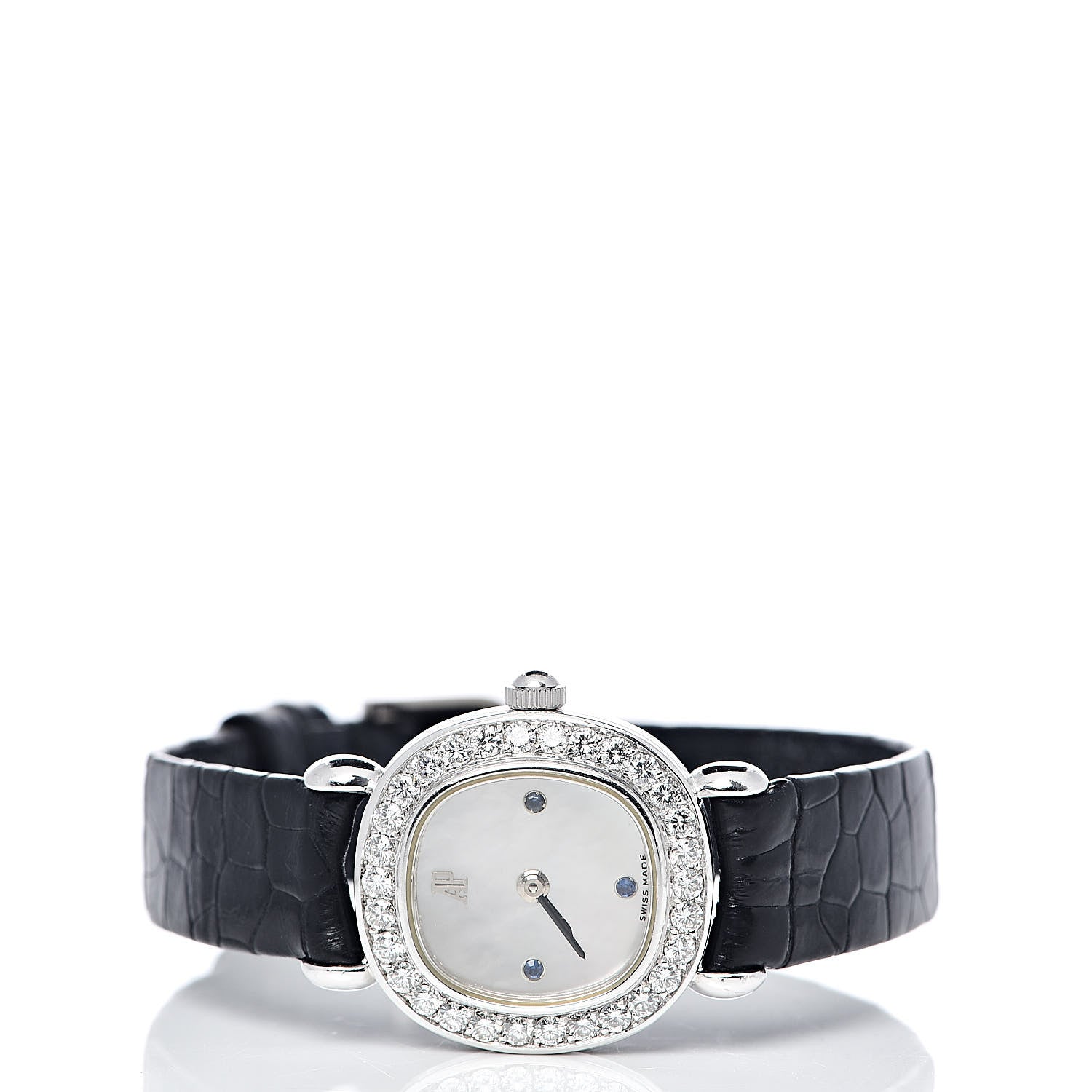 Audemars Piguet 18K White Gold Alligator Diamond Bezel Mother of Pearl 20mm Manual Winding Watch 3 of 8