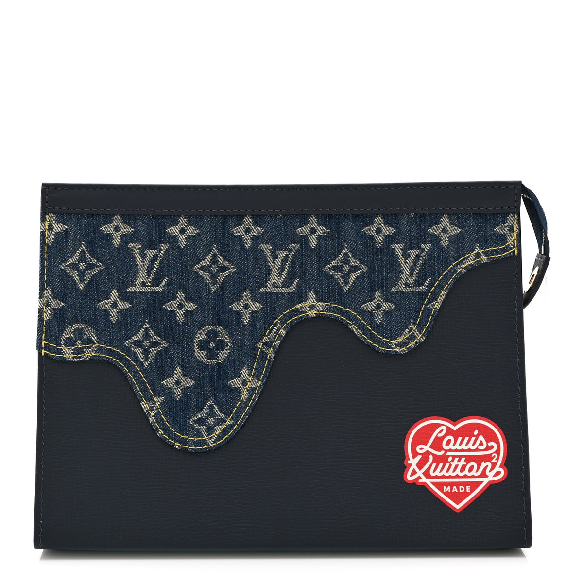 X NIGO Taurillon Monogram Denim Drip Pochette Voyage MM Blue