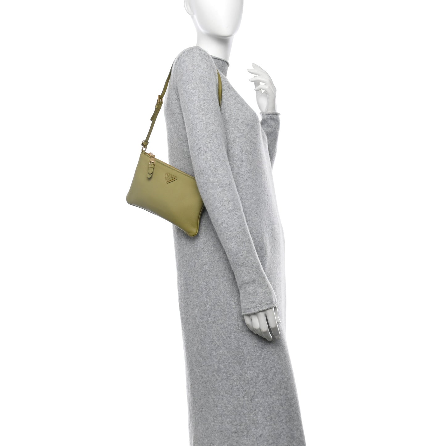 Soft Calfskin Zippered Shoulder Bag Pistachio