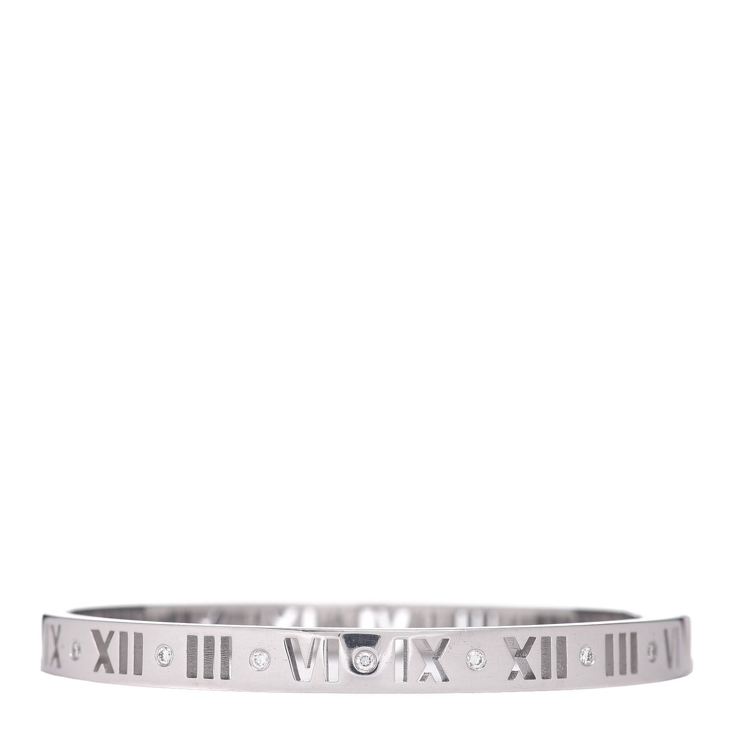 18K White Gold Diamond Atlas Pierced Hinged Bangle Bracelet