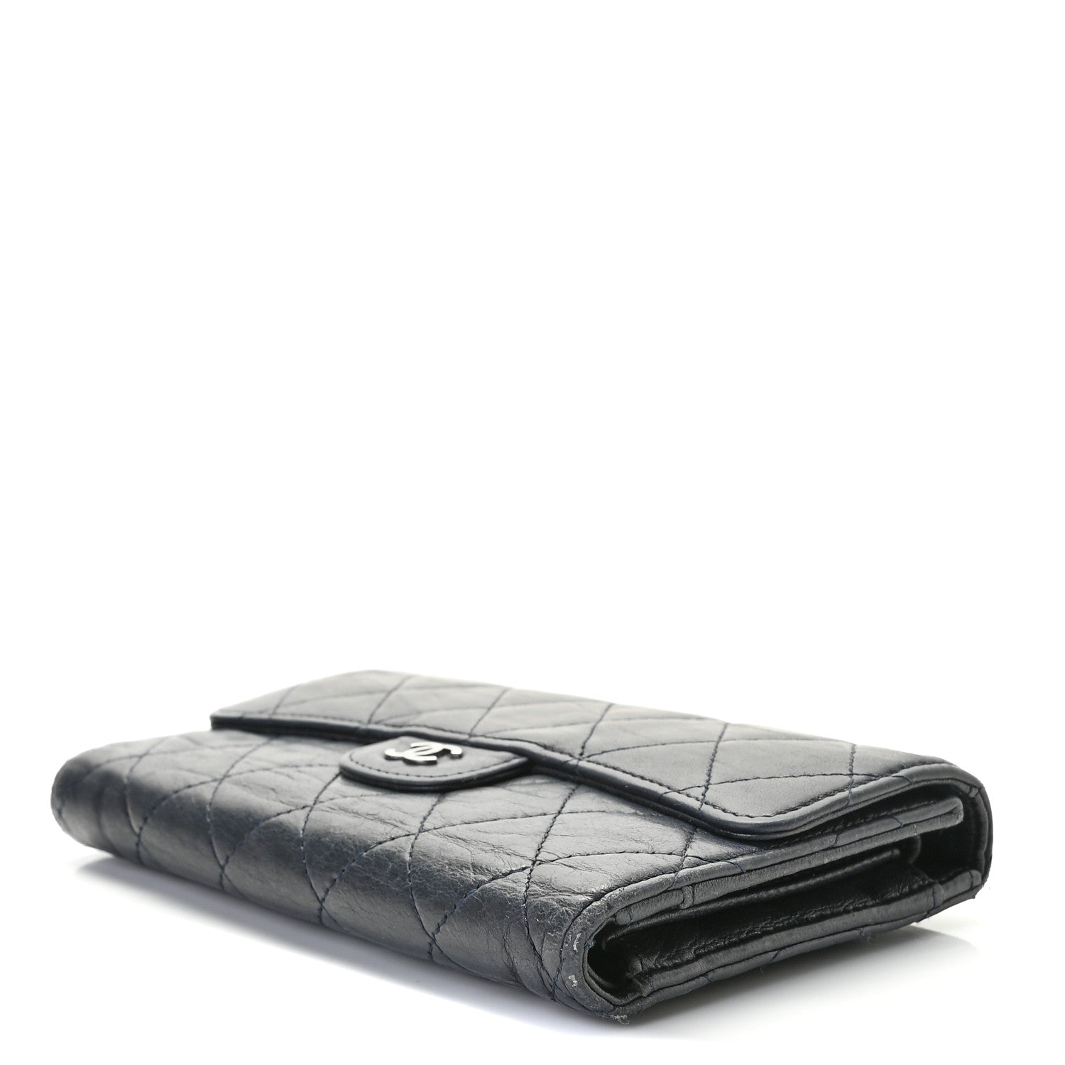 Chanel Lambskin Quilted Large Gusset Flap Wallet Navy 6 of 12