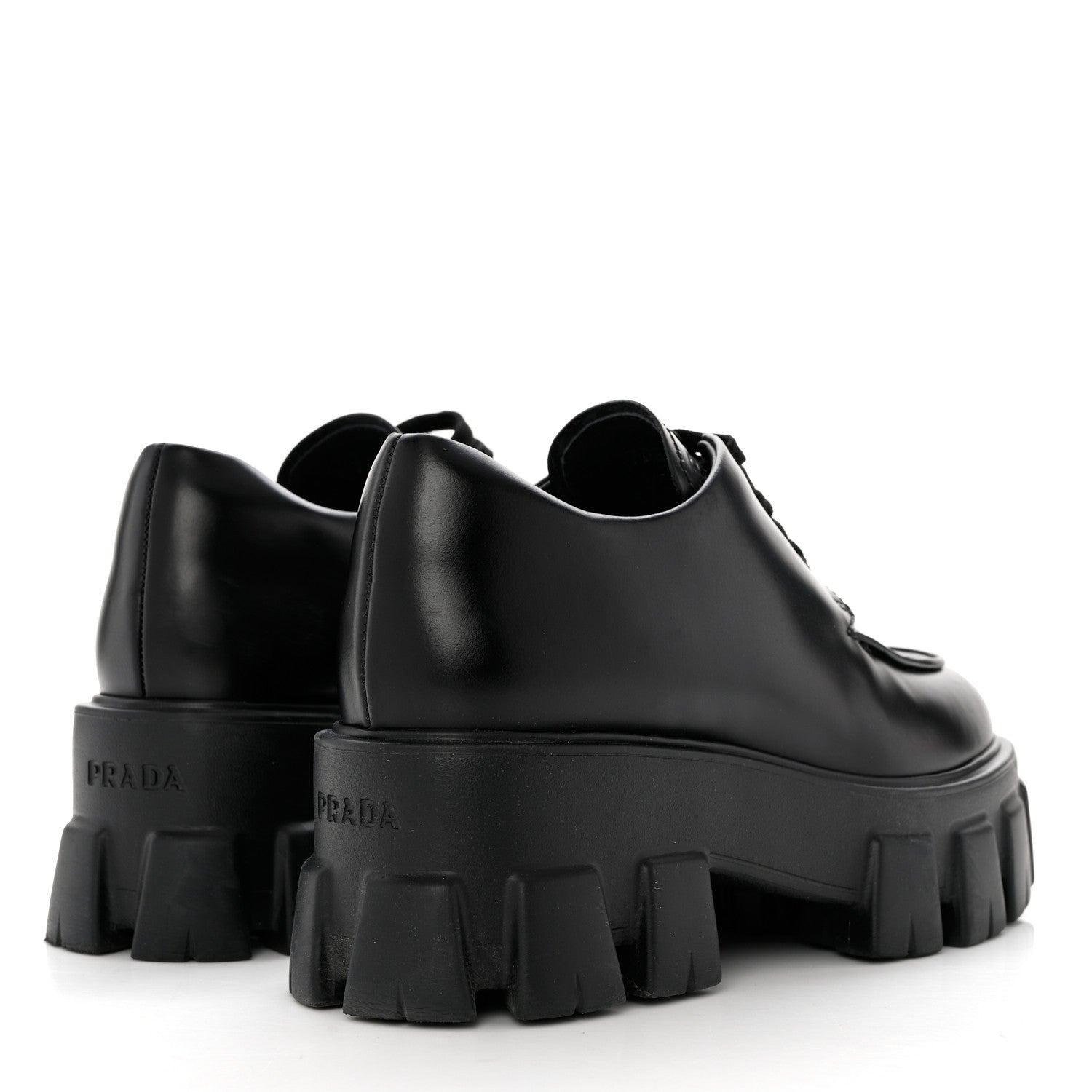 Prada Spazzolato Rois Monolith 55mm Derby Loafers 36 Black 4 of 10