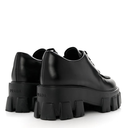 Prada Spazzolato Rois Monolith 55mm Derby Loafers 36 Black 4 of 10