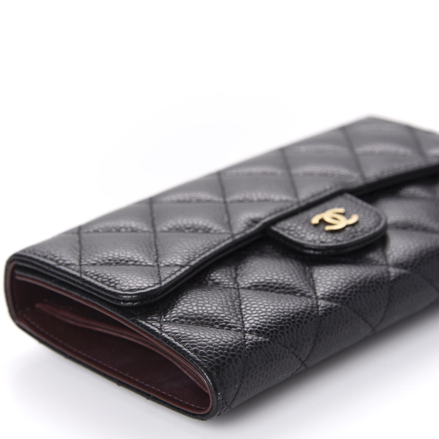 Caviar Quilted Large Flap Wallet Black