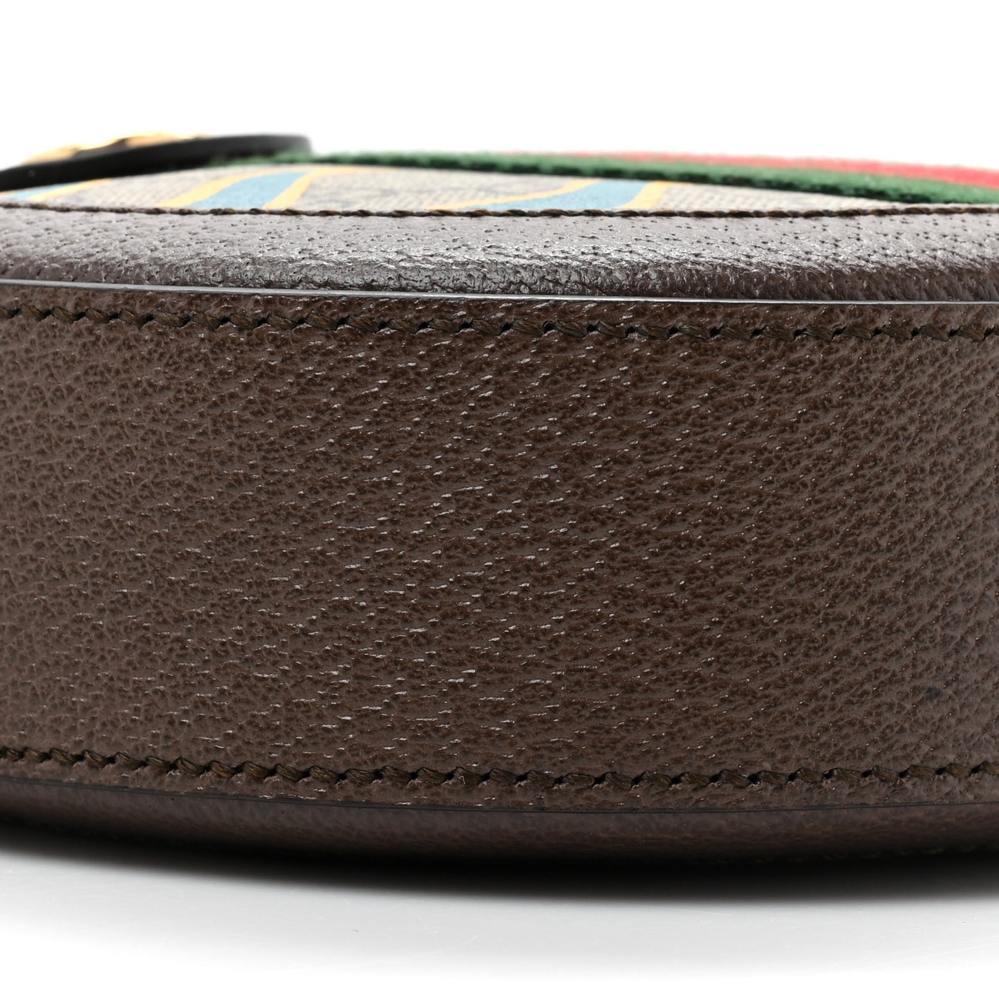 GG Supreme Monogram Equestrian Web Mini Ophidia Round Shoulder Bag Brown
