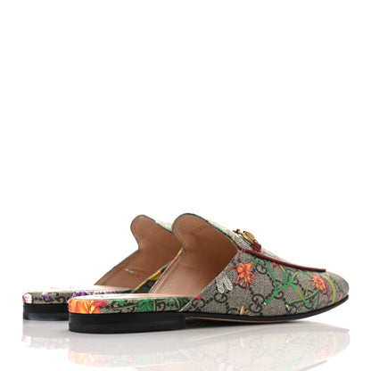 Gucci GG Supreme Monogram Flora Womens Princetown Slippers 38 Beige Ebony Multicolor Rosso 4 of 10