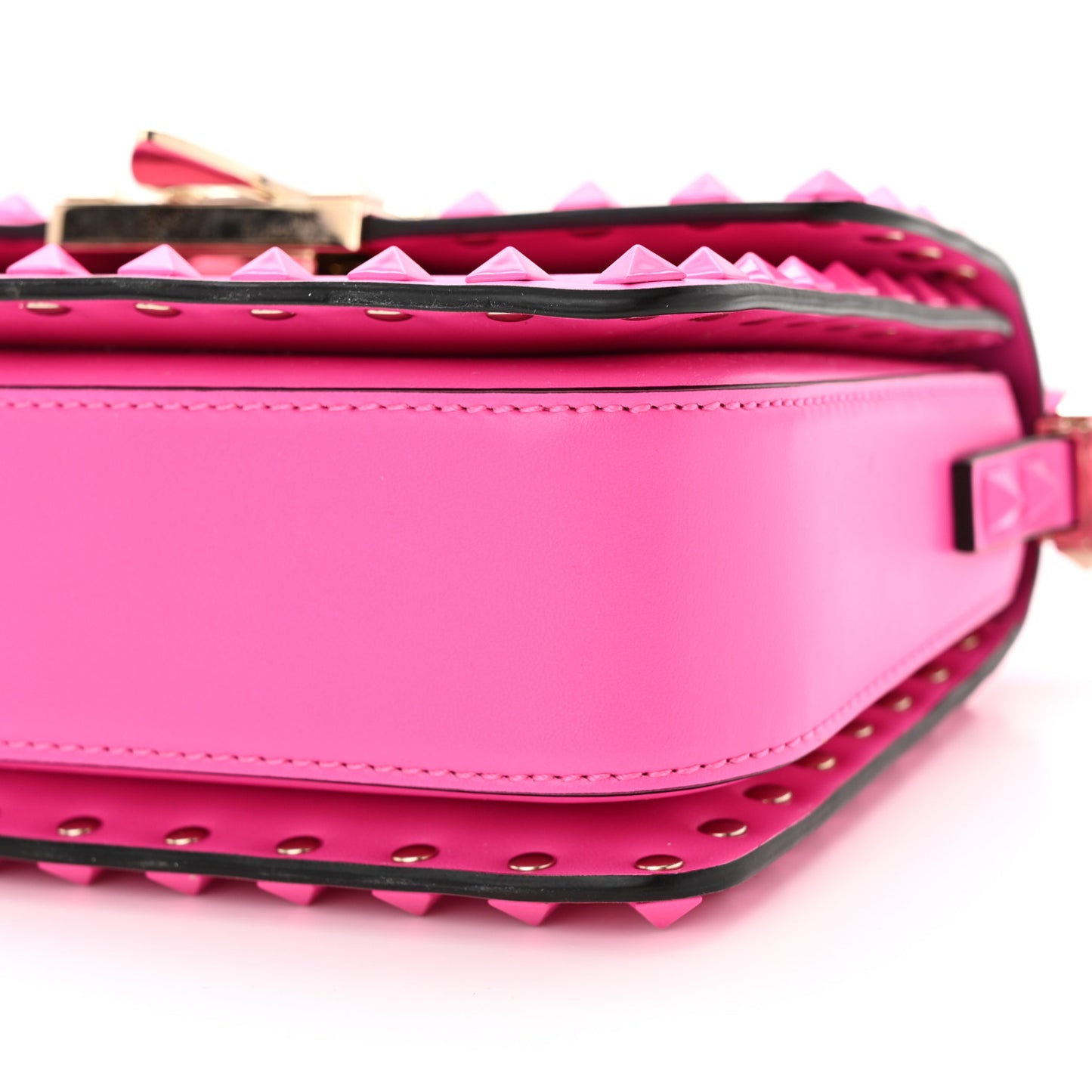 Smooth Calfskin Enamel Tonal Small Rockstud23 Shoulder Bag Pink PP