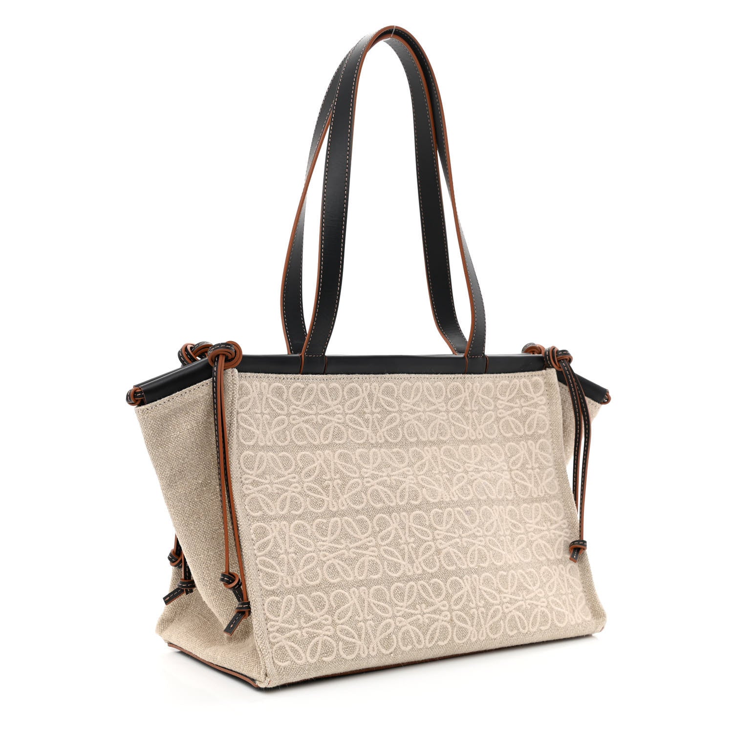 Loewe Jacquard Anagram Calfskin Small Cushion Tote Beige Black 3 of 9