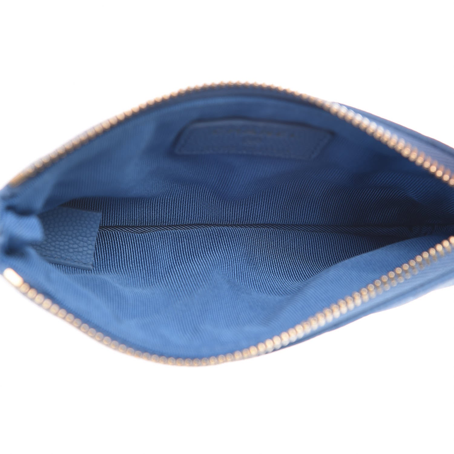 Chanel Caviar Chevron Quilted Small Cosmetic Case Blue 5 of 8