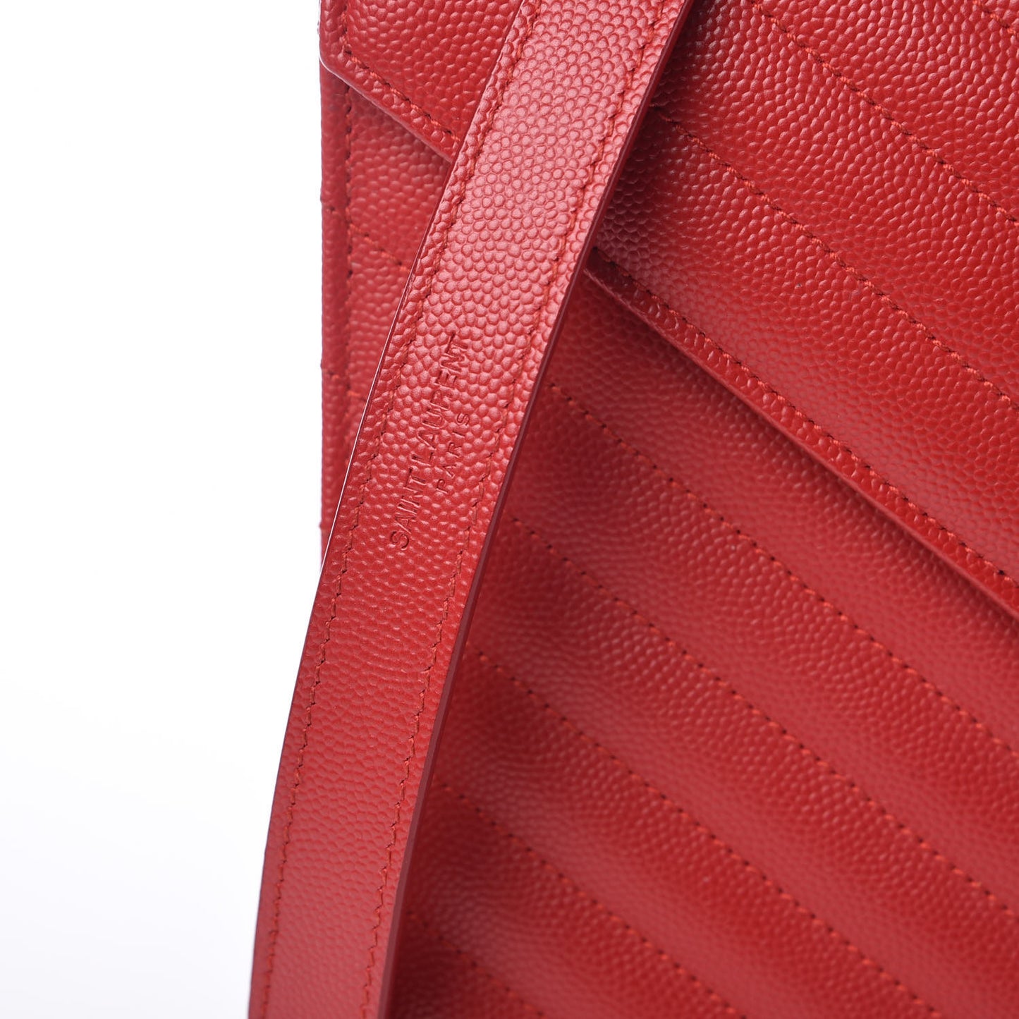 Grain De Poudre Matelasse Chevron Large Monogram Satchel Lipstick Red