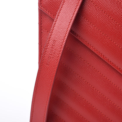 Saint Laurent Grain De Poudre Matelasse Chevron Large Monogram Satchel Lipstick Red 8 of 10