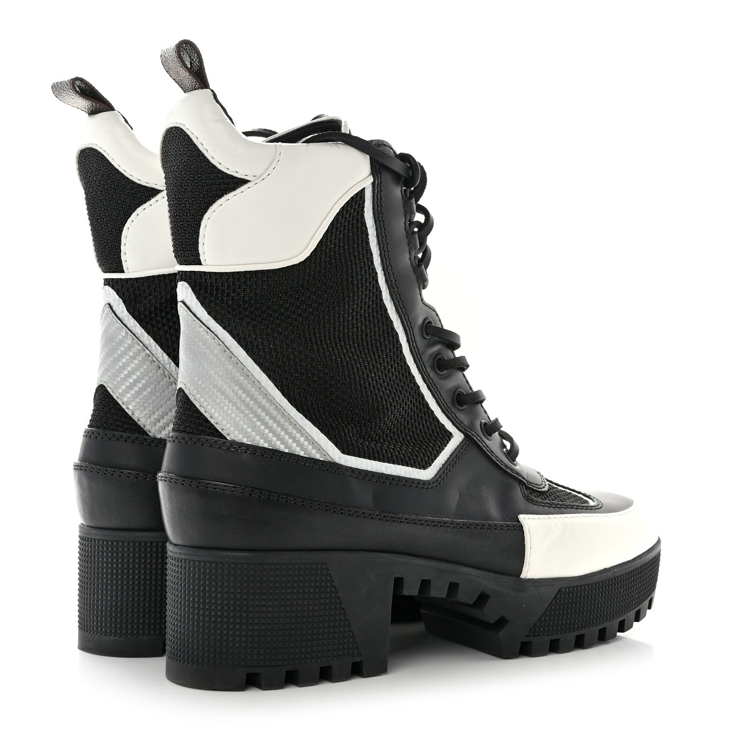 Louis Vuitton Calfskin Technical Nylon Laureate Platform Desert Boot 39 Black White 4 of 10