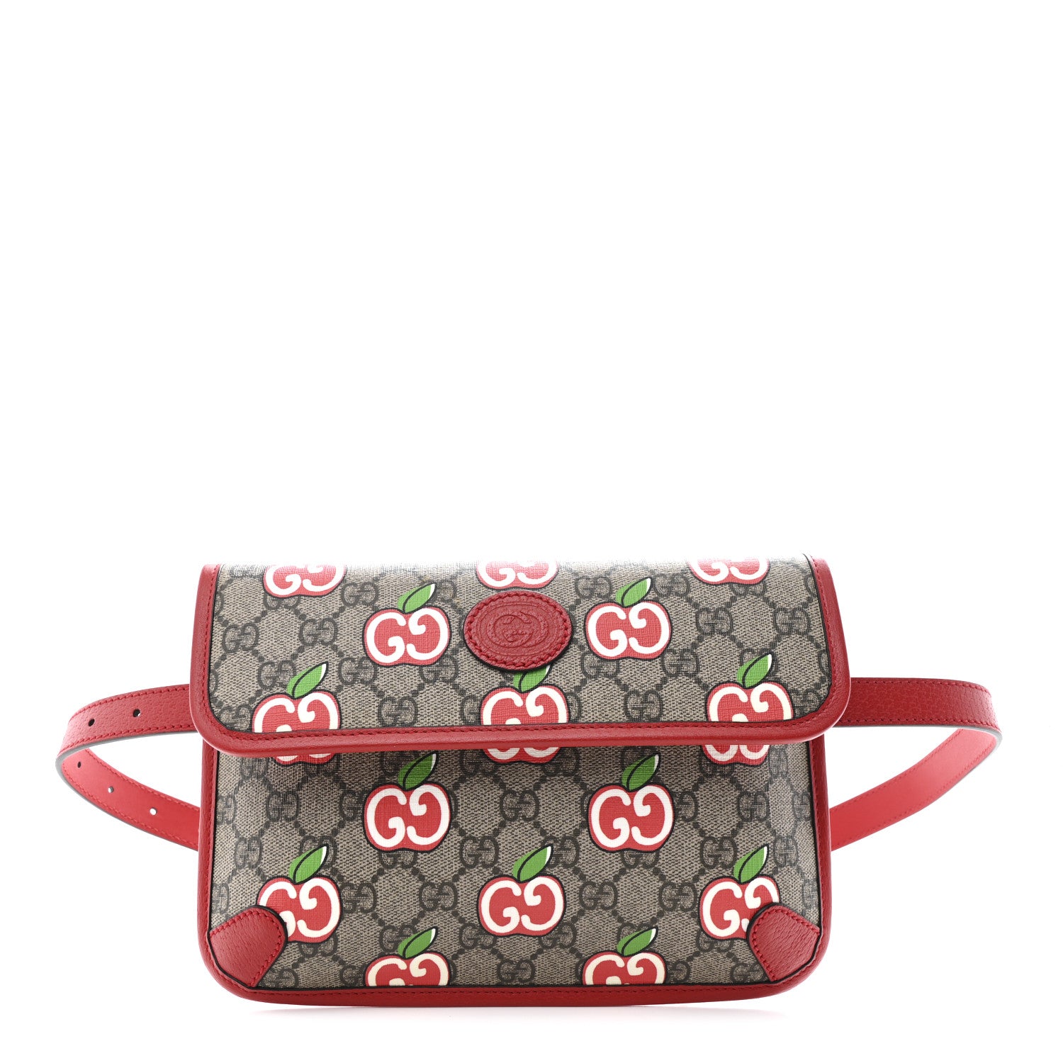 Gucci GG Supreme Monogram Apple Interlocking G Belt Bag Beige Multicolor Lobster Red 1 of 11