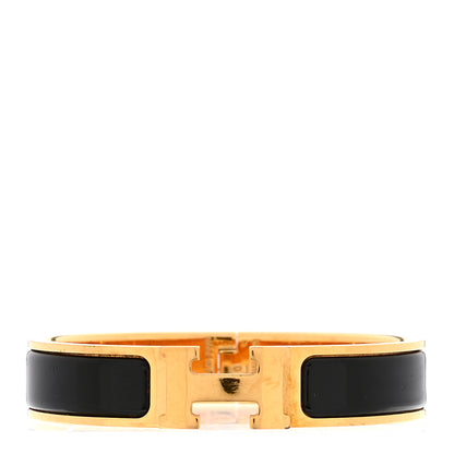 Hermes Enamel Narrow Clic Clac H Bracelet PM Black 1 of 4