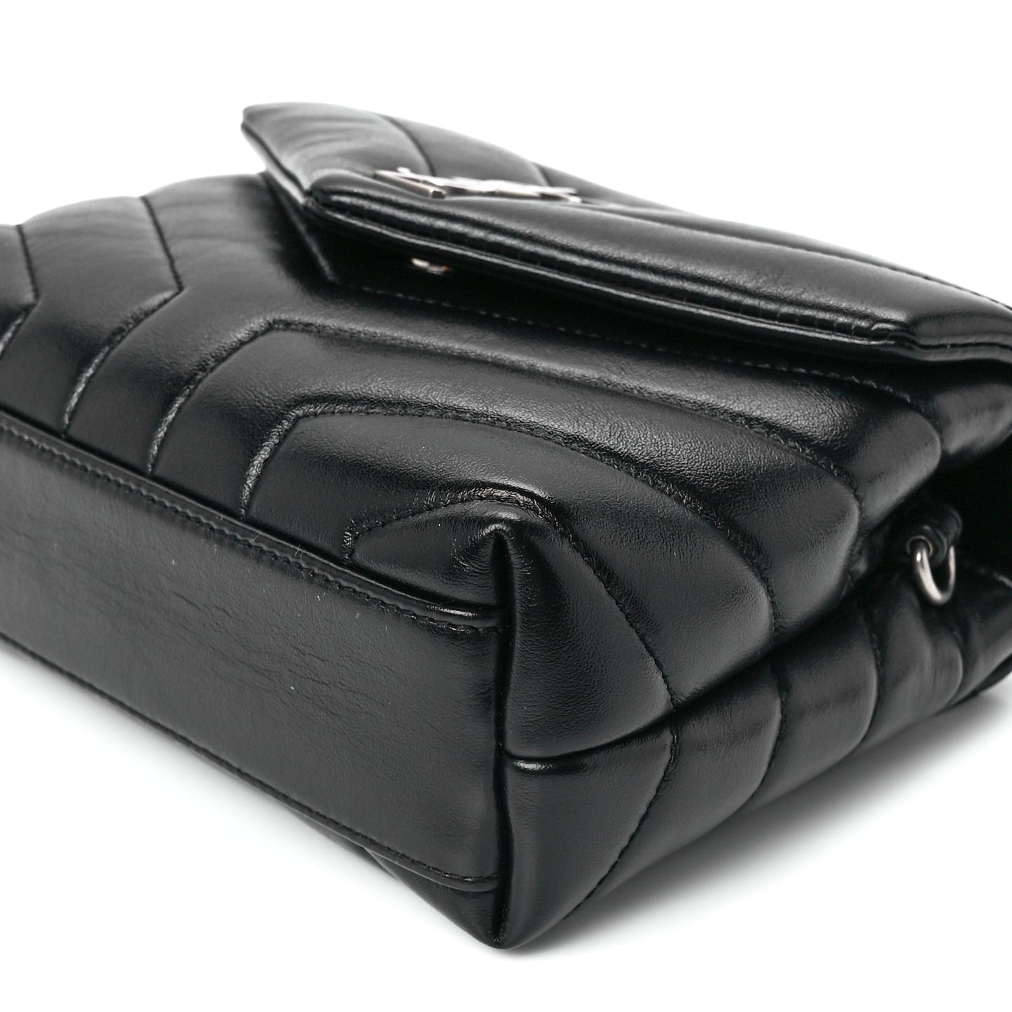 Calfskin Y Quilted Monogram Toy Loulou Crossbody Bag Black