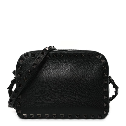 Valentino Garavani Pebbled Calfskin Rockstud Camera Crossbody Bag Black 1 of 8