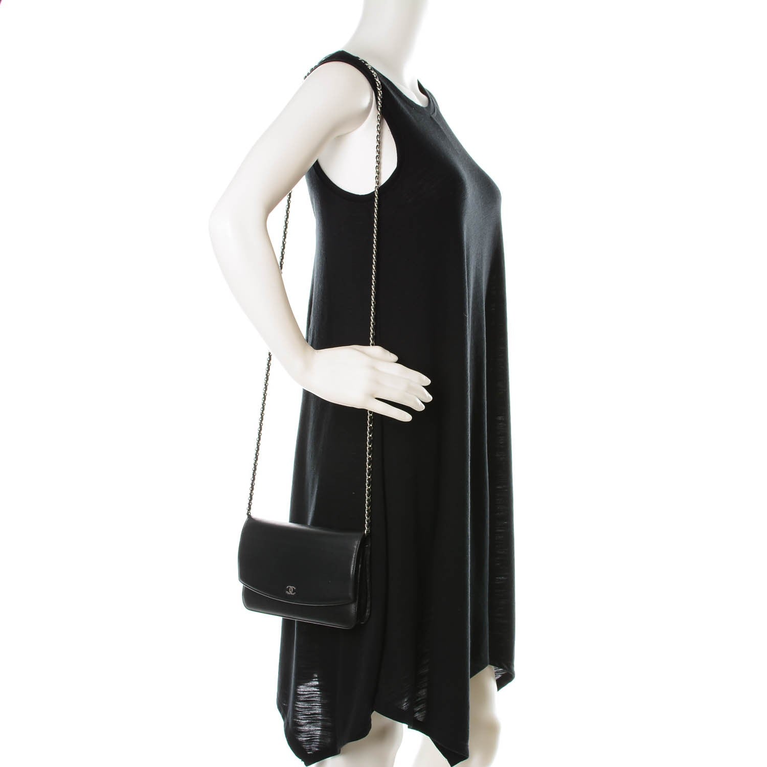 Chanel Caviar Sevruga Wallet On Chain WOC Black 2 of 8