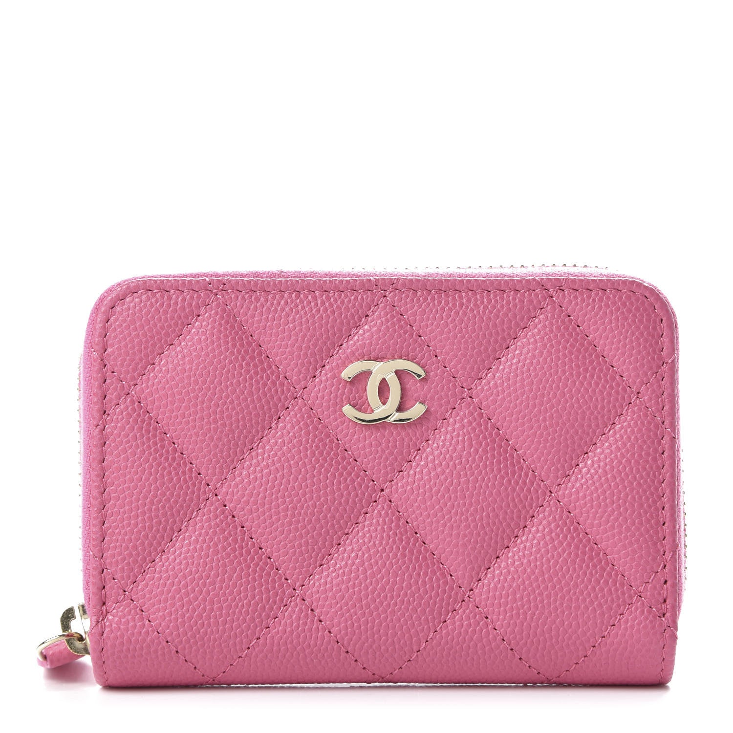 Chanel Caviar Quilted Zip Coin Purse Pink 1 of 10