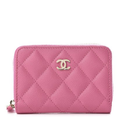 Chanel Caviar Quilted Zip Coin Purse Pink 1 of 10