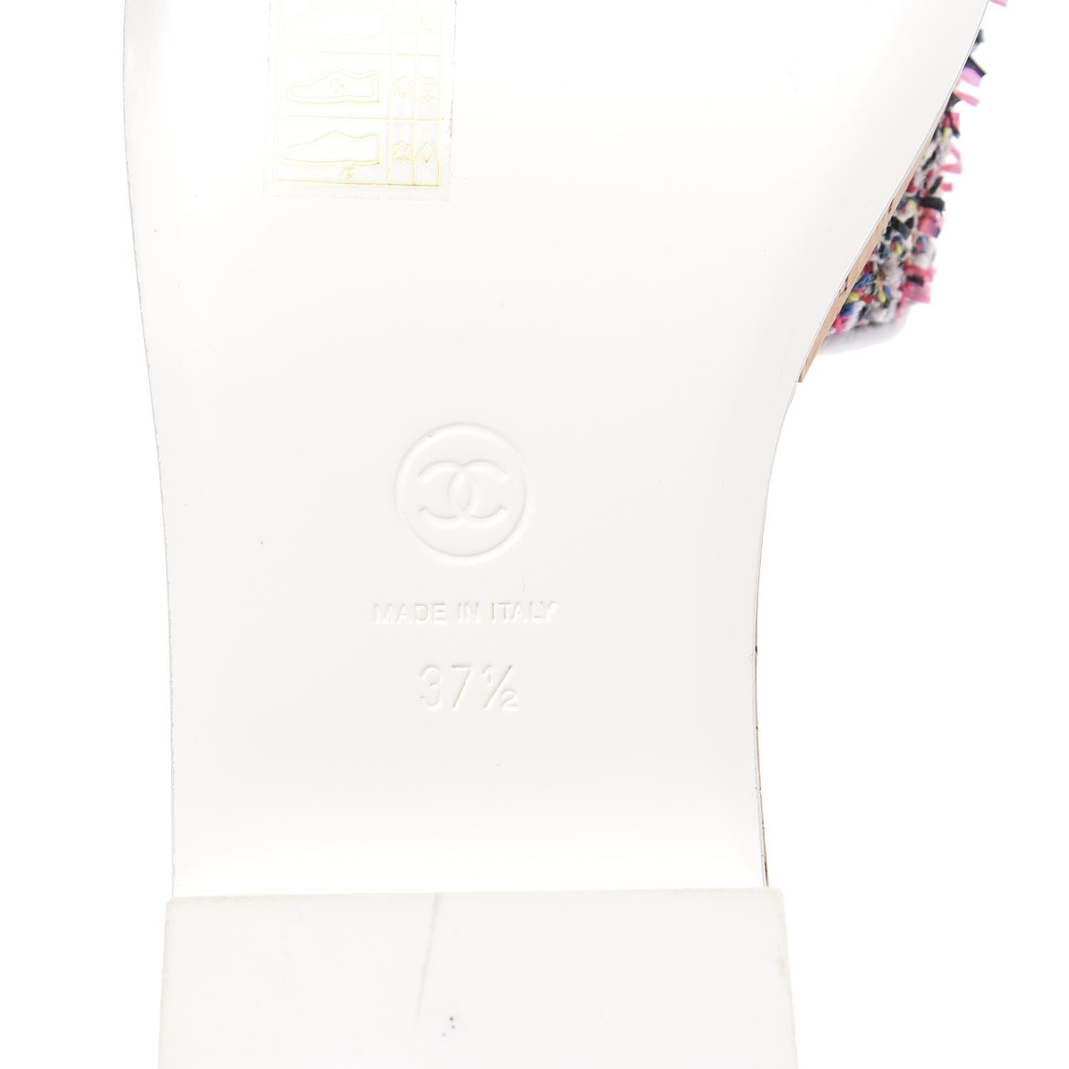 Chanel Tweed Cork Mule Sandal 37.5 White Multicolor 8 of 10