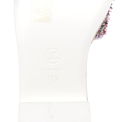 Chanel Tweed Cork Mule Sandal 37.5 White Multicolor 8 of 10