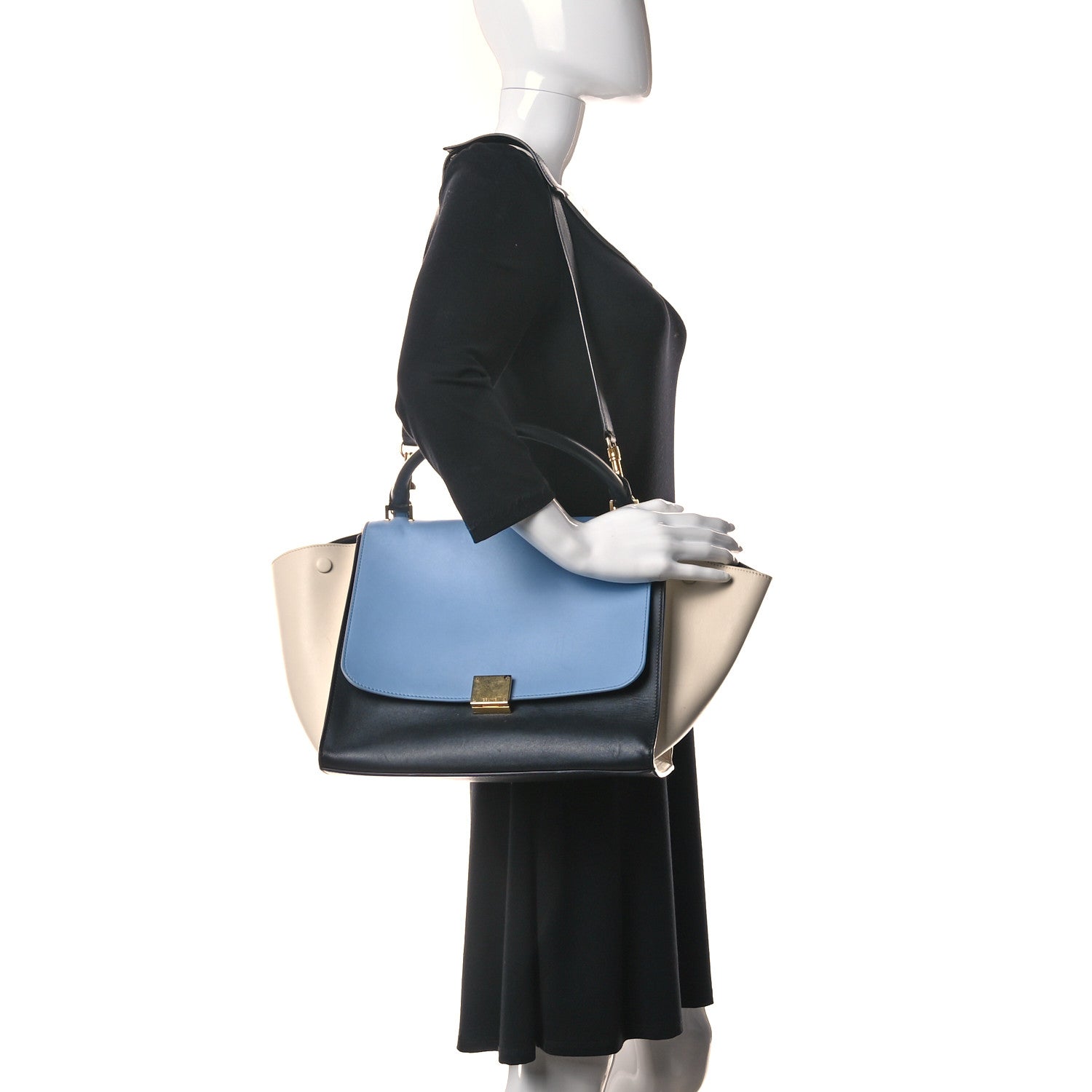 Celine Smooth Calfskin Large Tri-Color Trapeze Blue Lavender 2 of 15