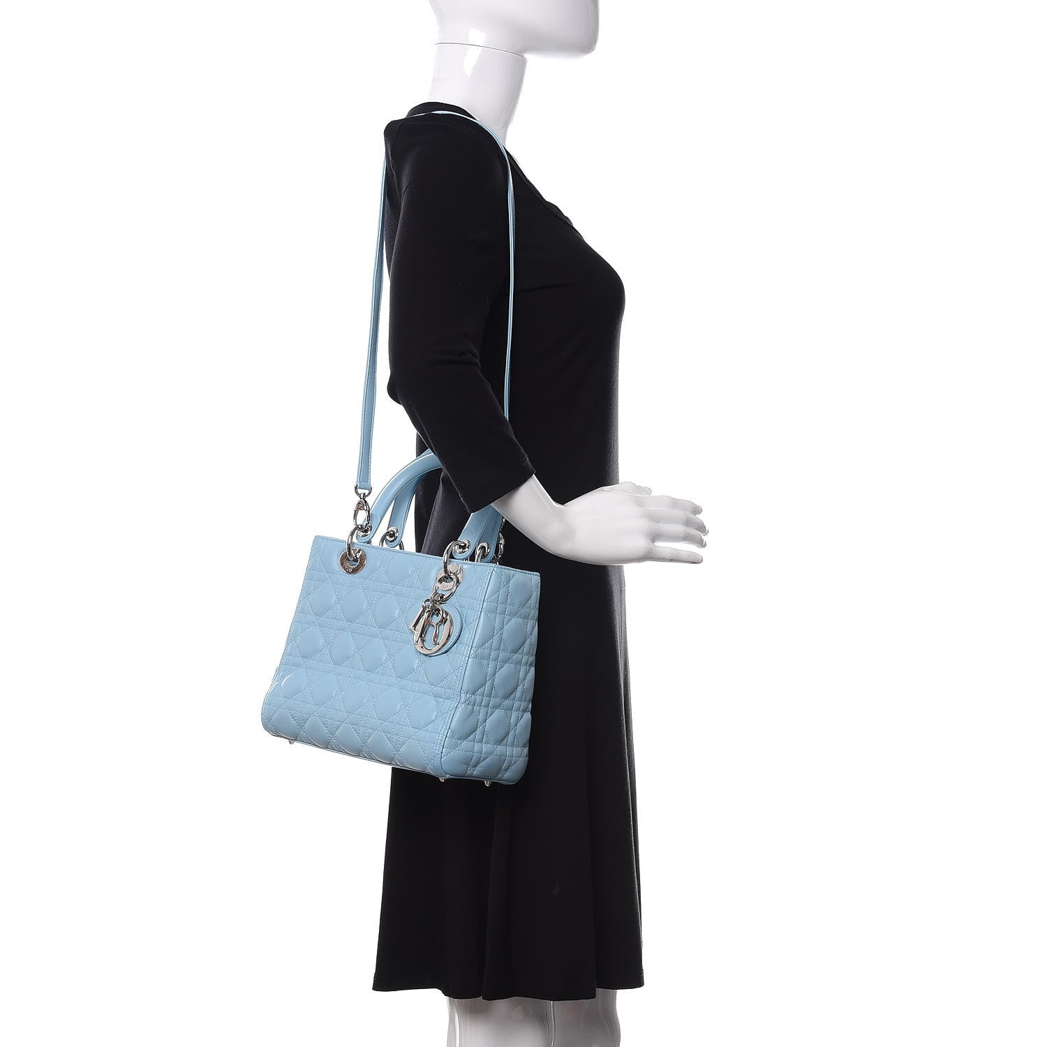 Christian Dior Lambskin Cannage Medium Lady Dior Light Blue 2 of 10