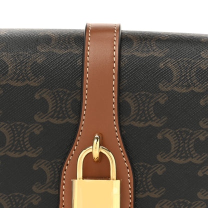 Celine Triomphe Canvas Calfskin Tabou Clutch on Strap Tan 8 of 10