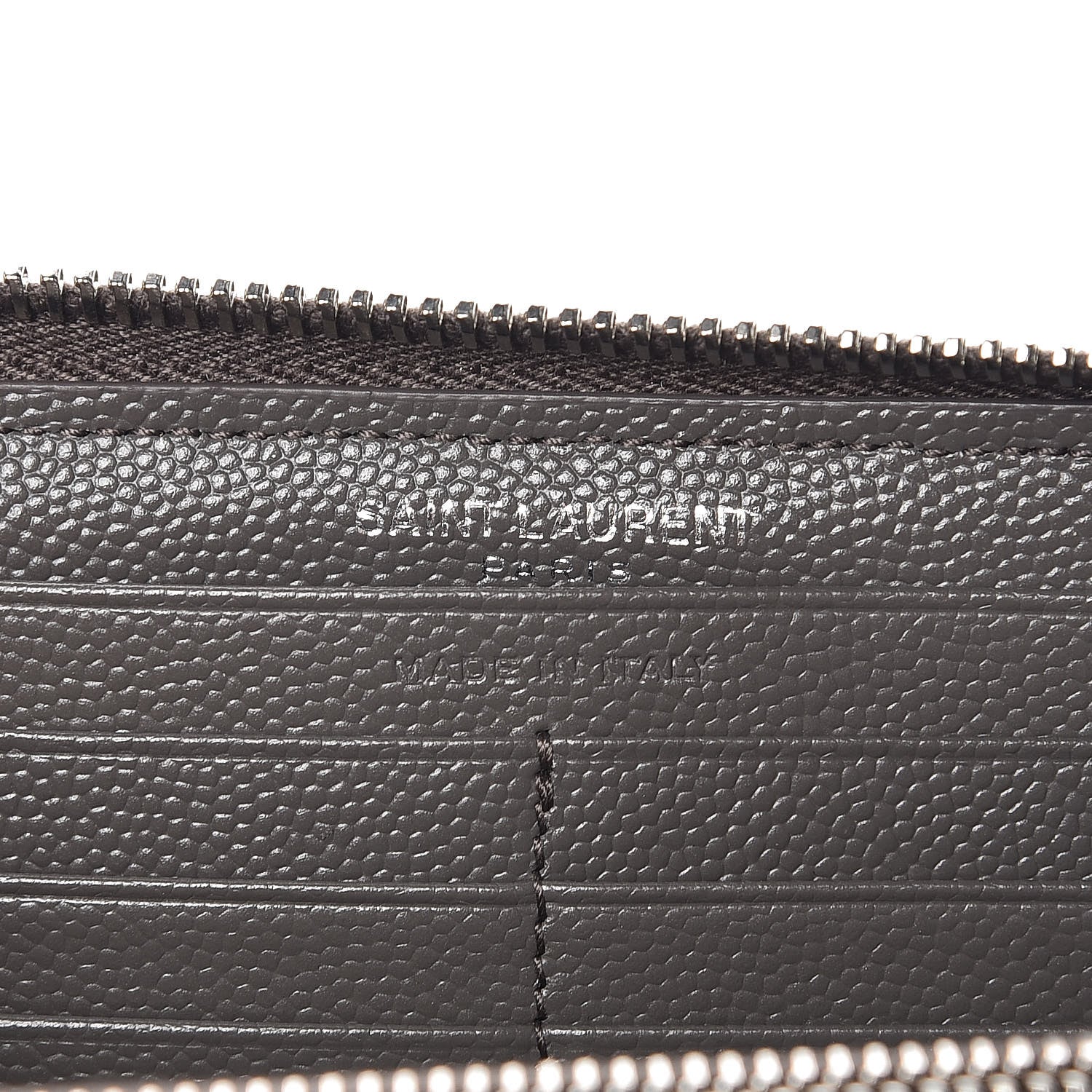 Saint Laurent Grain De Poudre Matelasse Chevron Monogram Zip Around Wallet Earth 6 of 7