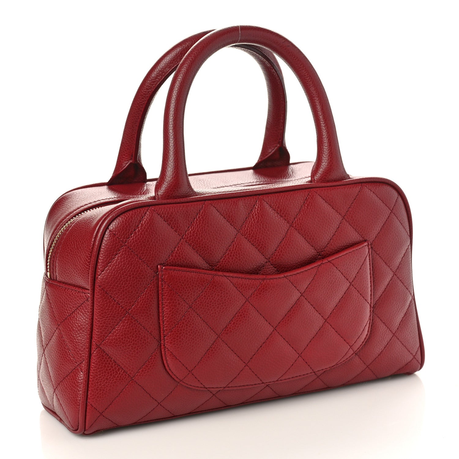 Chanel Caviar Quilted Small Bowler Dark Red 2 of 8