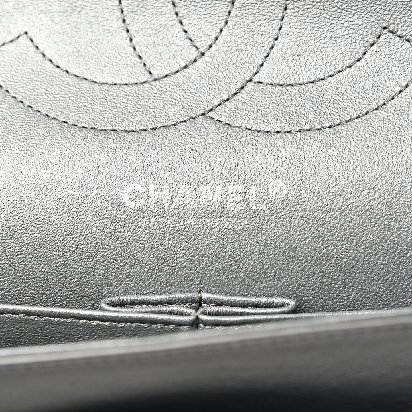 Metallic Calfskin Quilted Jumbo Double Flap Silver